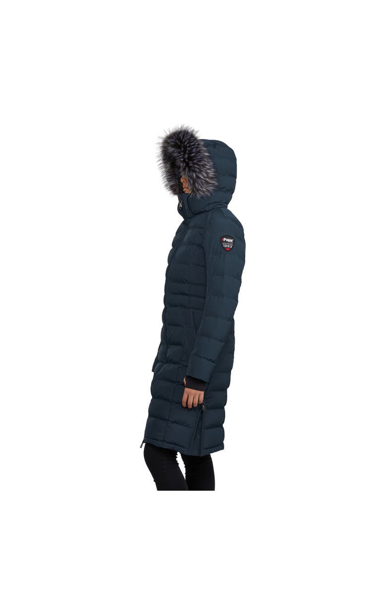 Pajar Venice Long Puffer with Removable Faux Fur Trim, Alternate, color, Navy/Silver