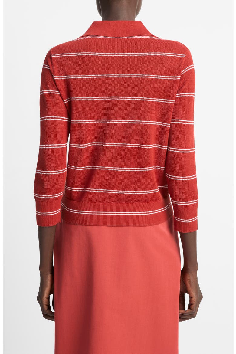 Stripe Cotton Piqué Polo, Alternate, color, BRICK ROSE/OFF WHITE