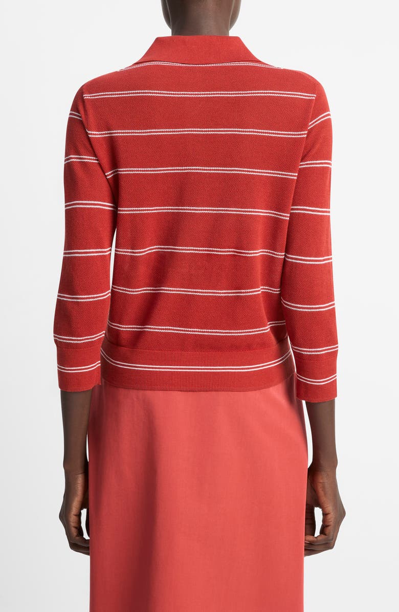 Vince Stripe Cotton Piqué Polo, Alternate, color, Brick Rose/Off White
