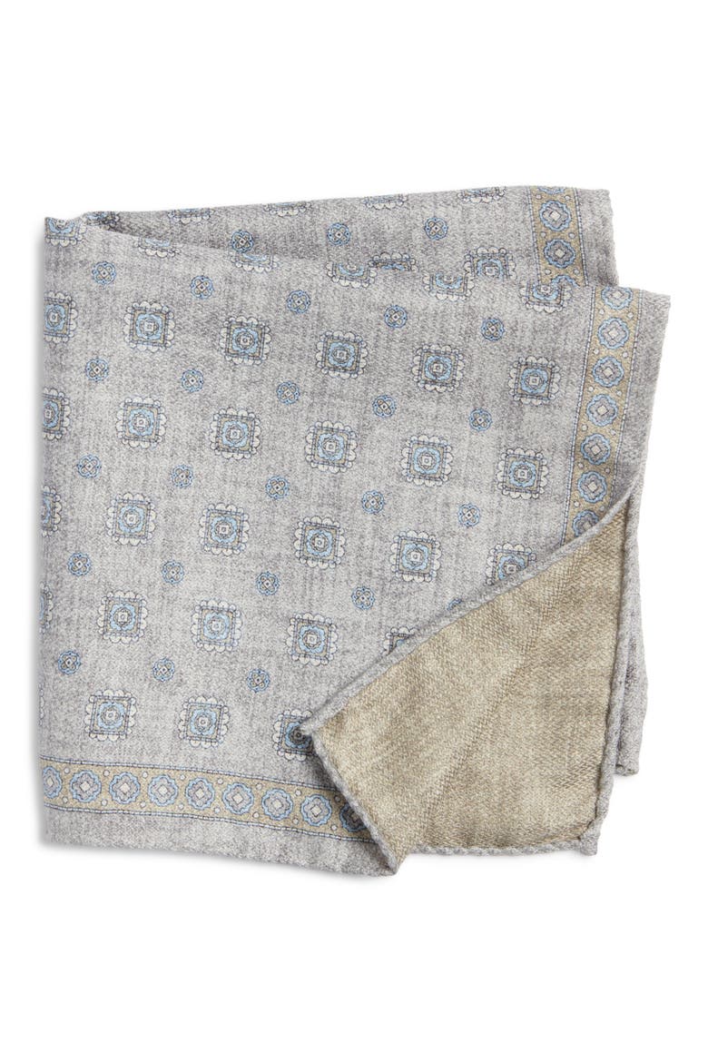 Ronge Silk Pocket Square, Main, color, GREY