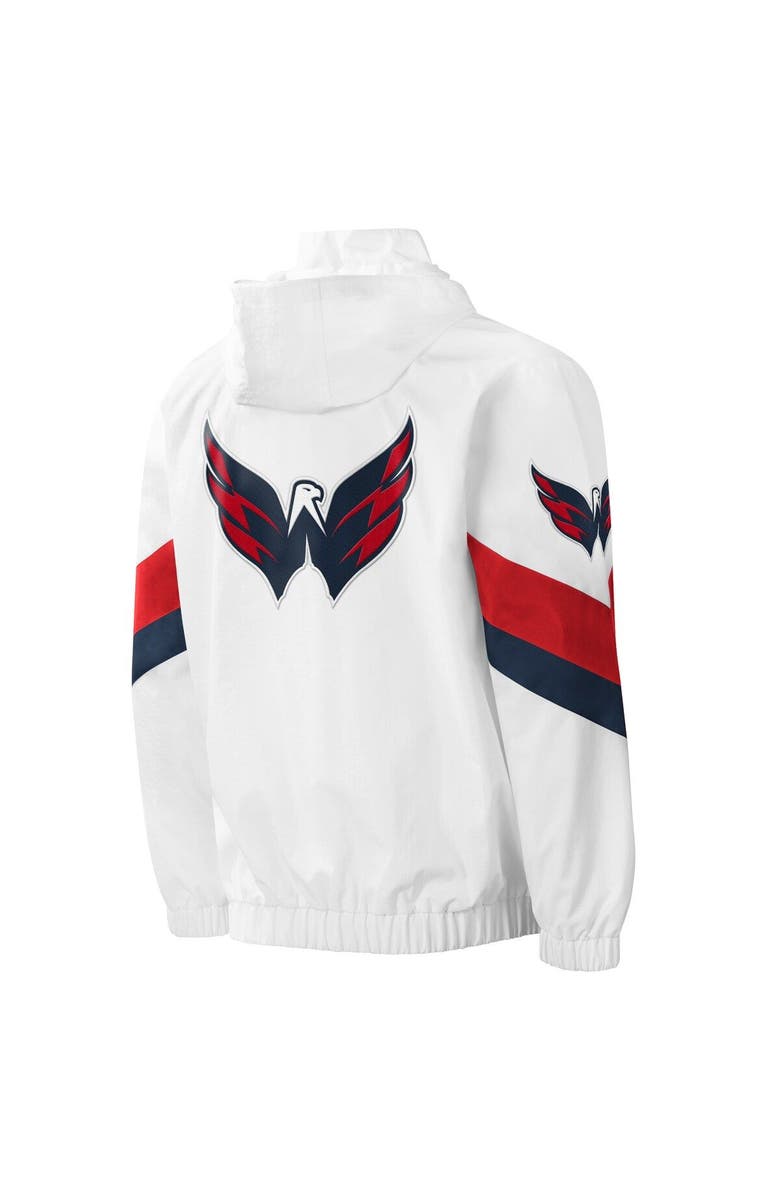 STARTER Men's Starter White Washington Capitals Enforcer Half-Zip Windbreaker Hoodie, Alternate, color, 