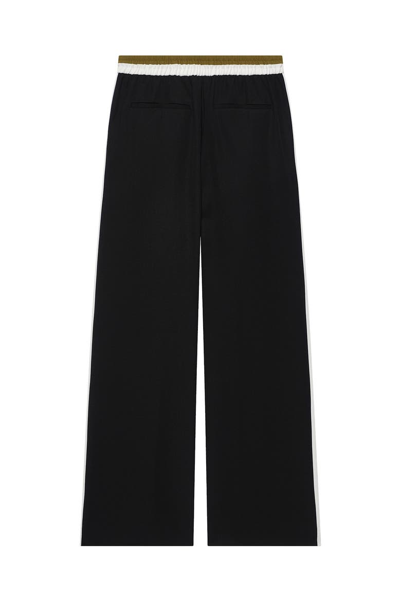 Side Stripe Tie Waist Wide Trousers, Alternate, color, Black