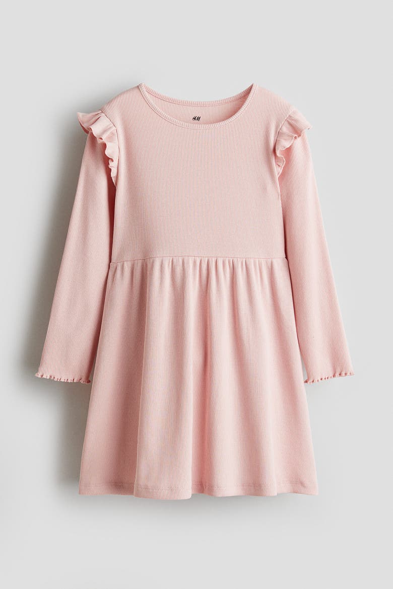 Rib-knit Frill Dress, Main, color, Light pink