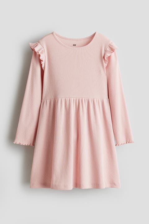 Rib-knit Frill Dress