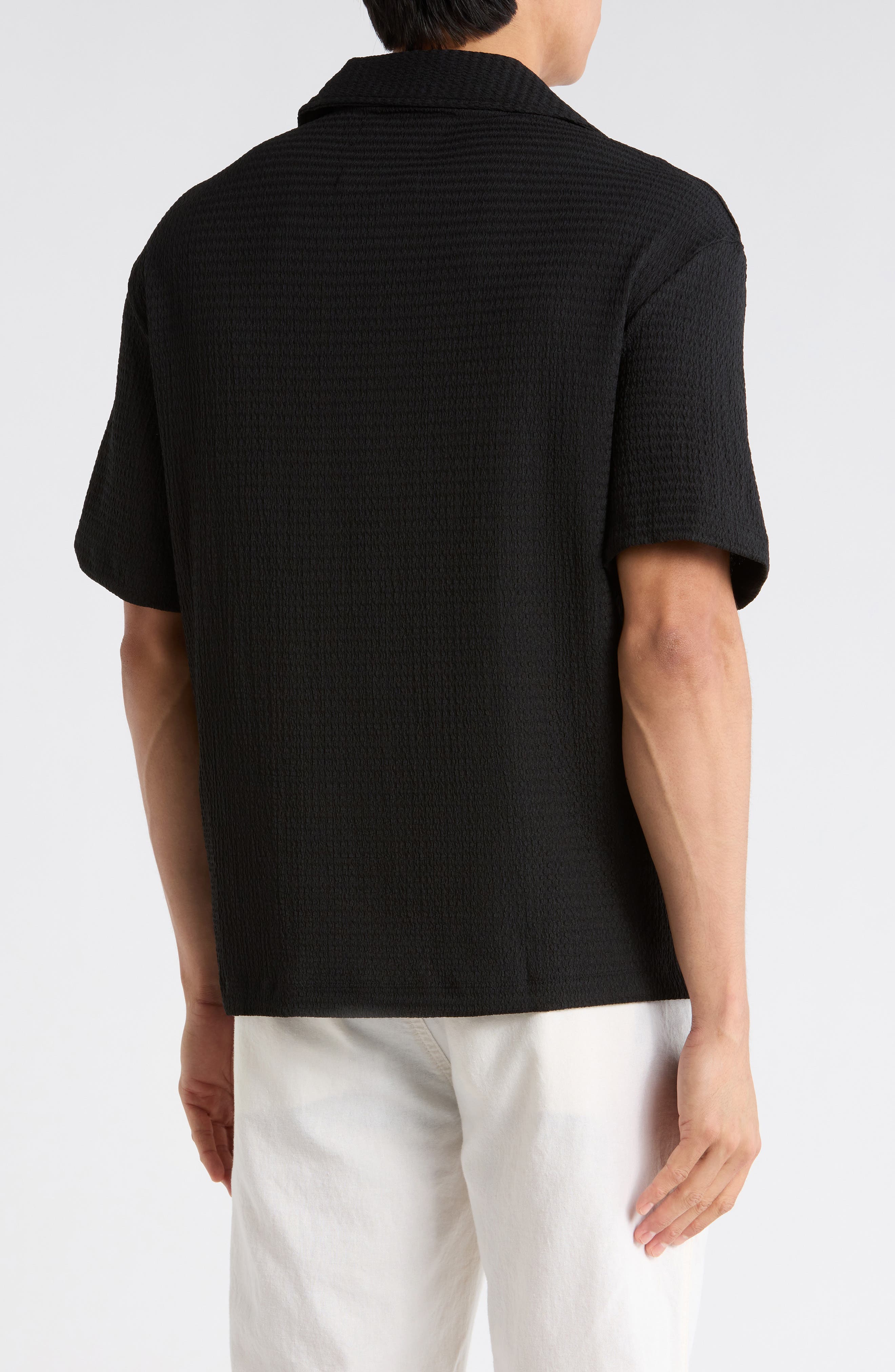 Texture Short Sleeve Button-Up Shirt - image 2