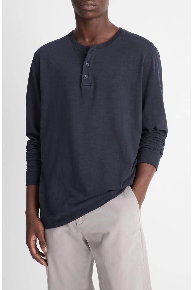 Long Sleeve Slub Henley, Main, color, COASTAL