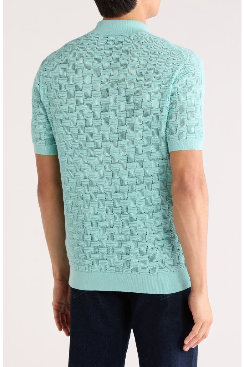 Ridges Short Sleeve Texture Knit Silk & Cotton Button-Up Shirt, Alternate, color, LIGHT PASTEL GREEN