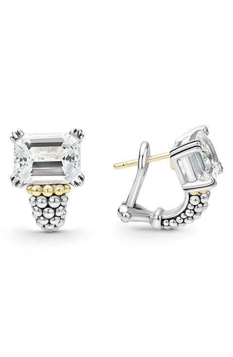 Small Glacier White Topaz Half Hoop Earrings