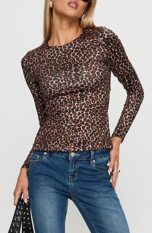 Princess Polly Uzo Long Sleeve Tie Back Leopard Top