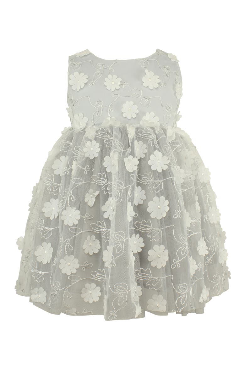 Floral Appliqué Tulle Dress, Main, color, BLUE