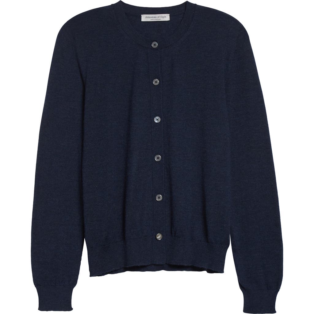 Johnstons Of Elgin Honor Cashmere Crewneck Cardigan In Multi