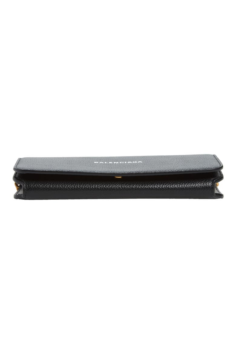Everyday Calfskin Leather Wallet on a Chain, Alternate, color, BLACK/ WHITE