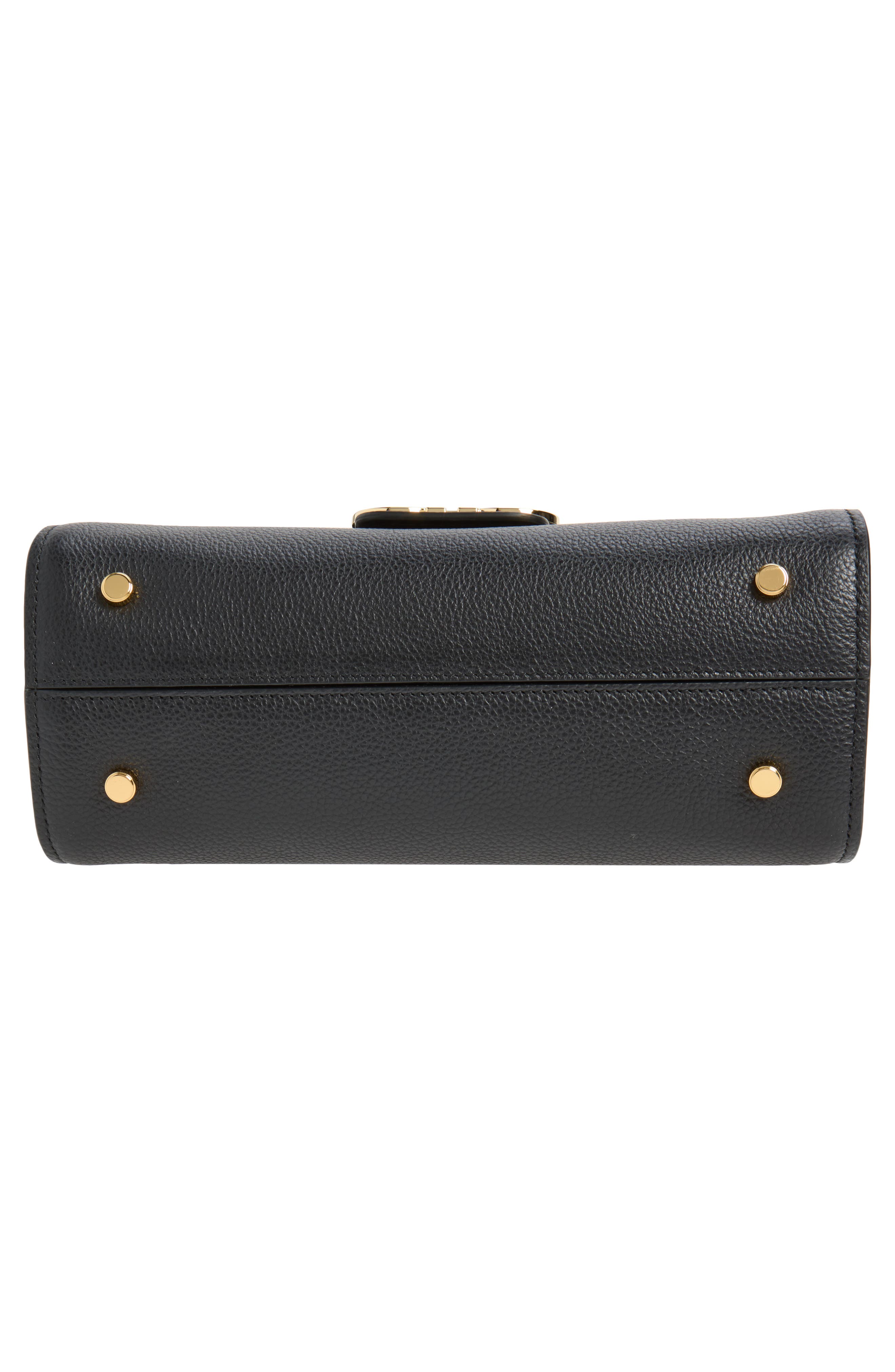 Medium Double Gancini Leather Top Handle Bag, Alternate, color, NERO