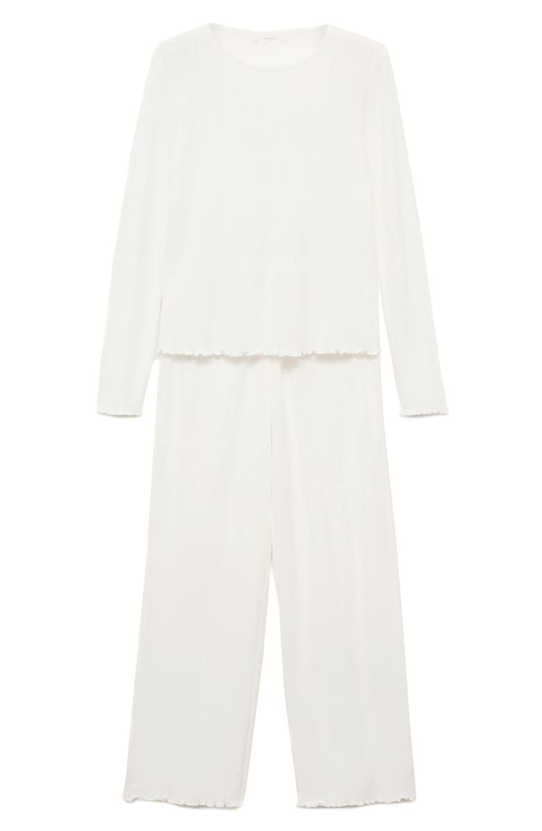 MANGO Pointelle Cotton Pajamas, Main, color, White