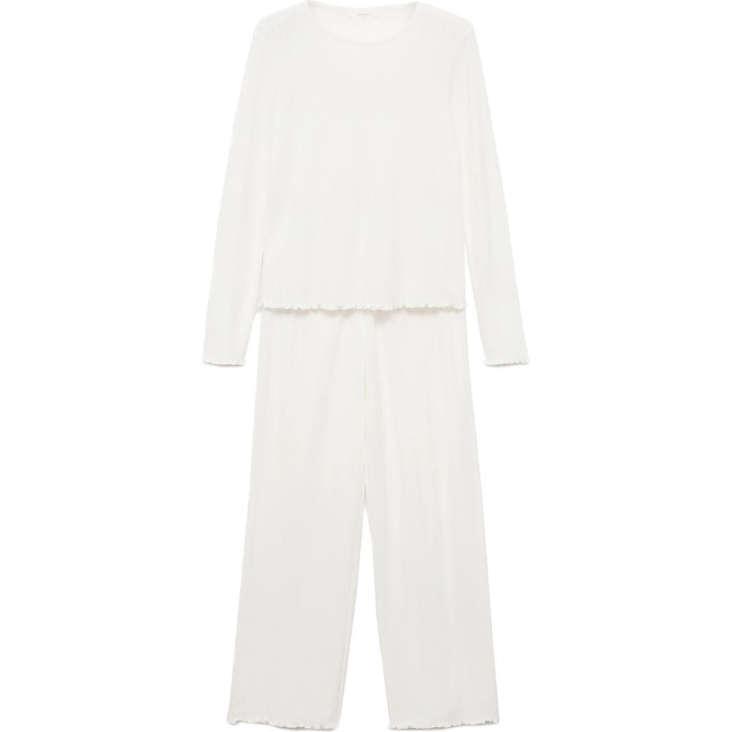 Mango Pointelle Cotton Pajamas In White