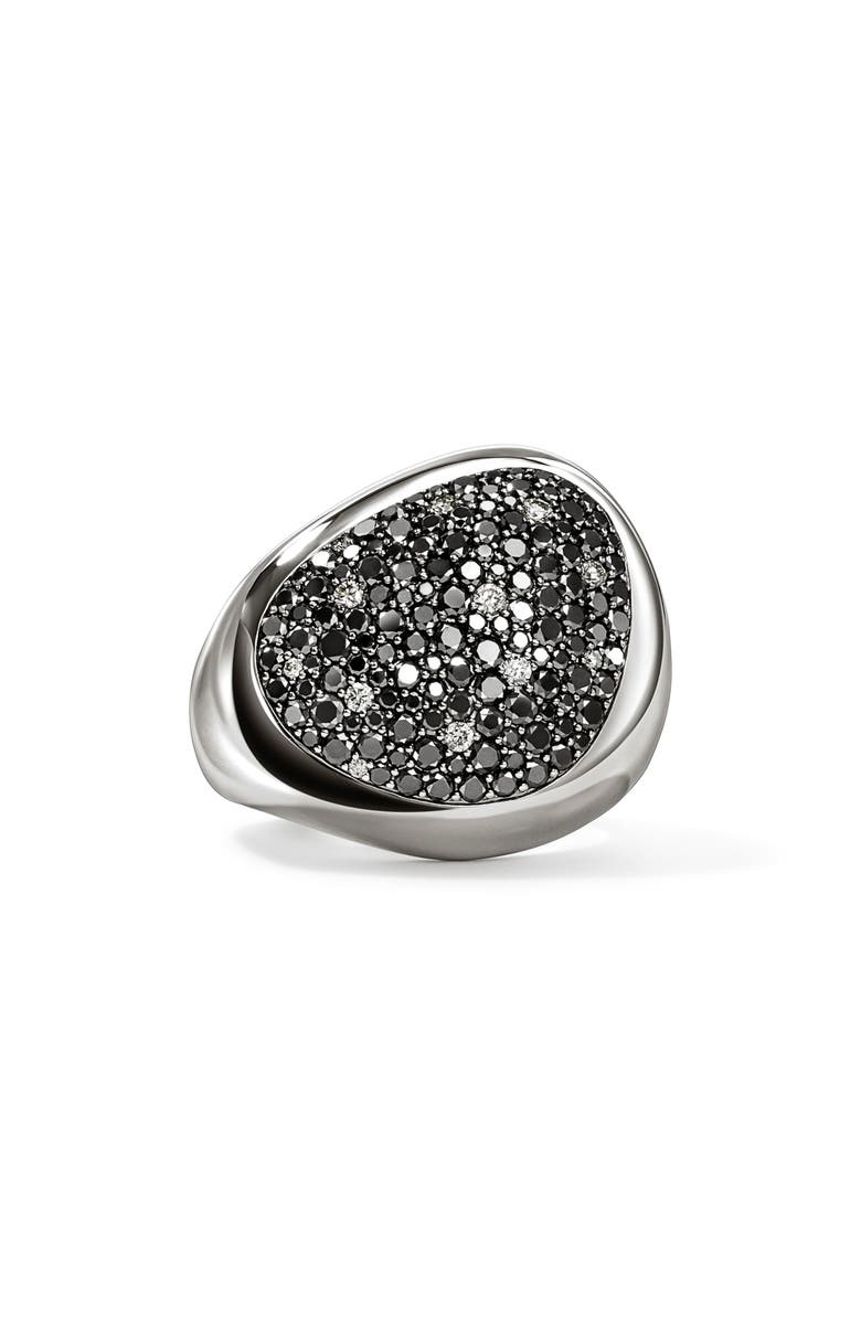 John Hardy Pebble Ring, Sterling Silver, Black Sand Diamond Pavé, Main, color, 