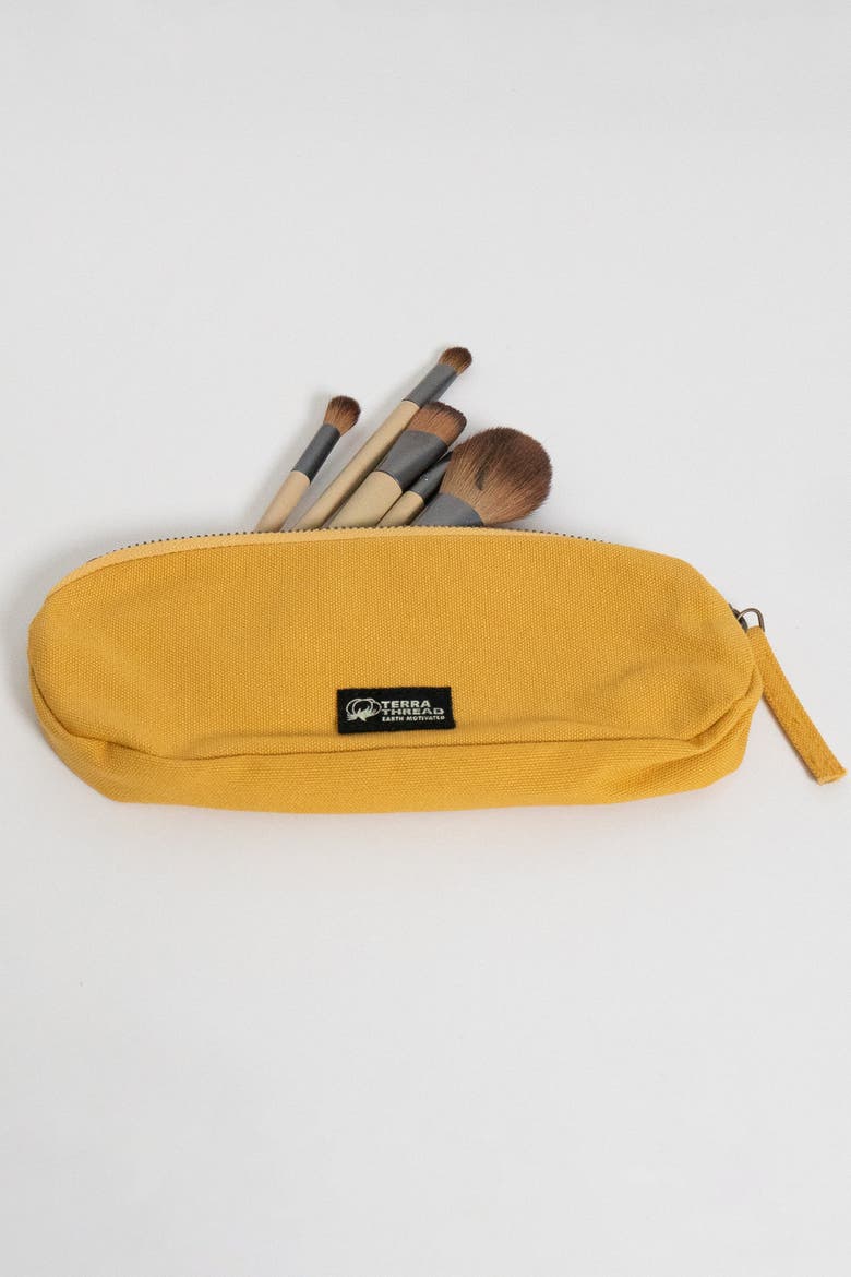 Organic Cotton Pencil Bag, Alternate, color, Mustard Yellow