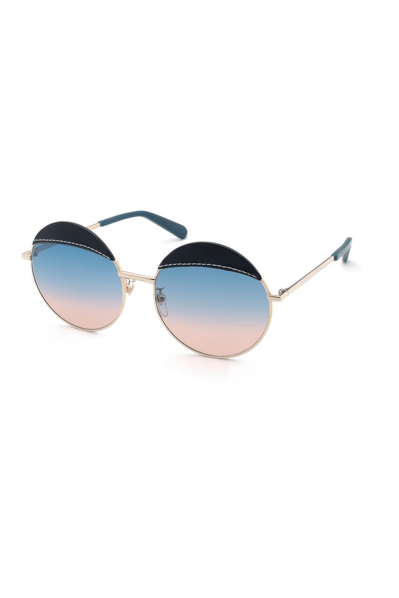 58mm Gradient Round Sunglasses, Main, color, GOLD/OTHER / GRADIENT BLUE