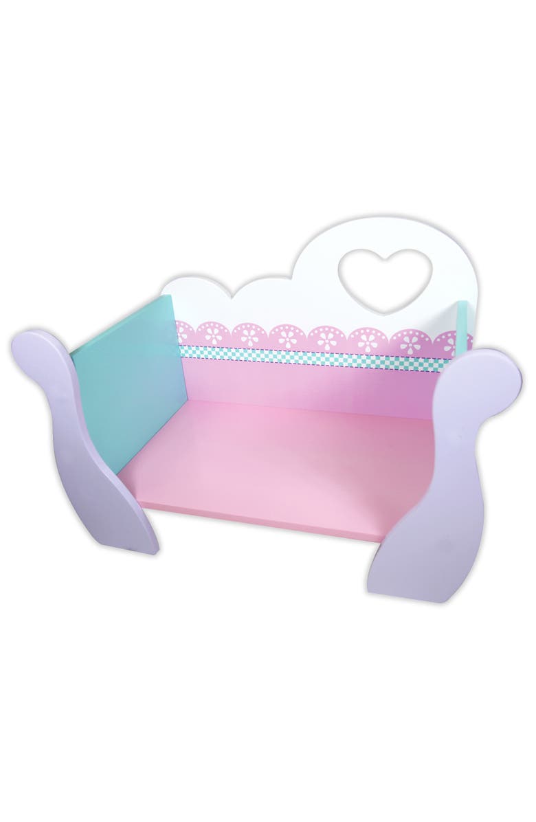 Lissi Wooden Baby Doll Cradle, Pink Purple White, Fits Up to 18 Inches, Alternate, color, Multicolored