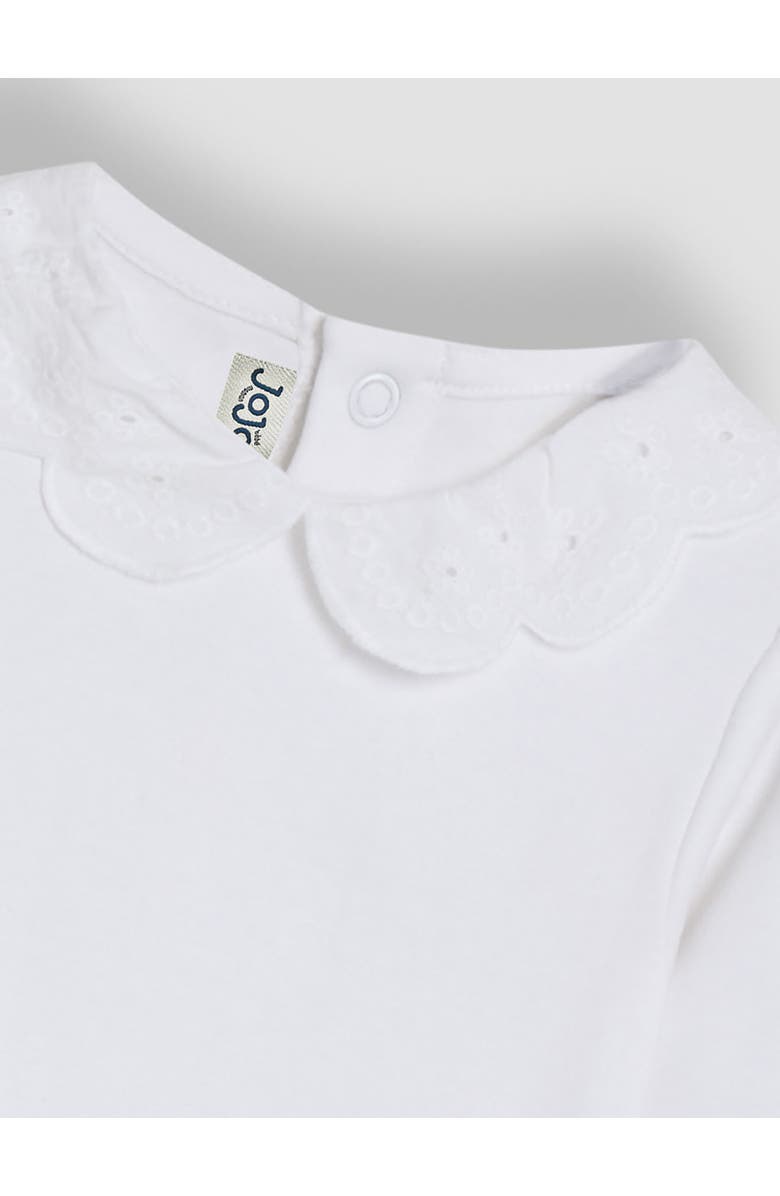 JOJO MAMAN BEBE Eyelet Collar Cotton Bodysuit, Alternate, color, White