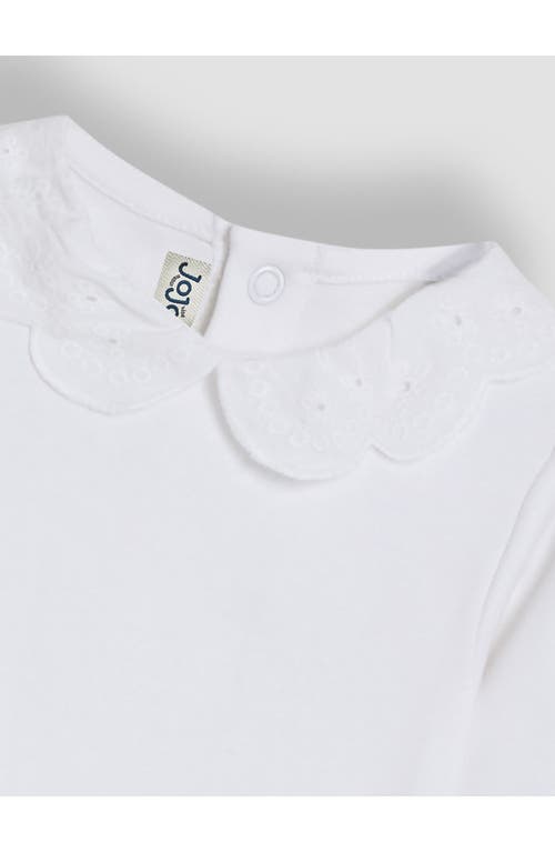Jojo Maman Bébé Jojo Maman Bebe Eyelet Collar Cotton Bodysuit In White