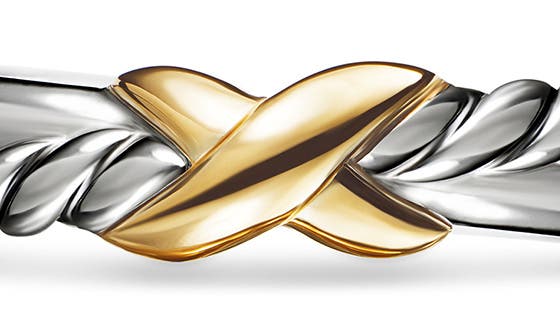 Женские аксессуары David Yurman Petite X Ring in Sterling Silver with 18K Yellow Gold — фото 8