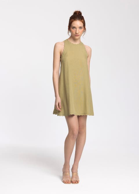 Calia Cream Mini Linen Dress