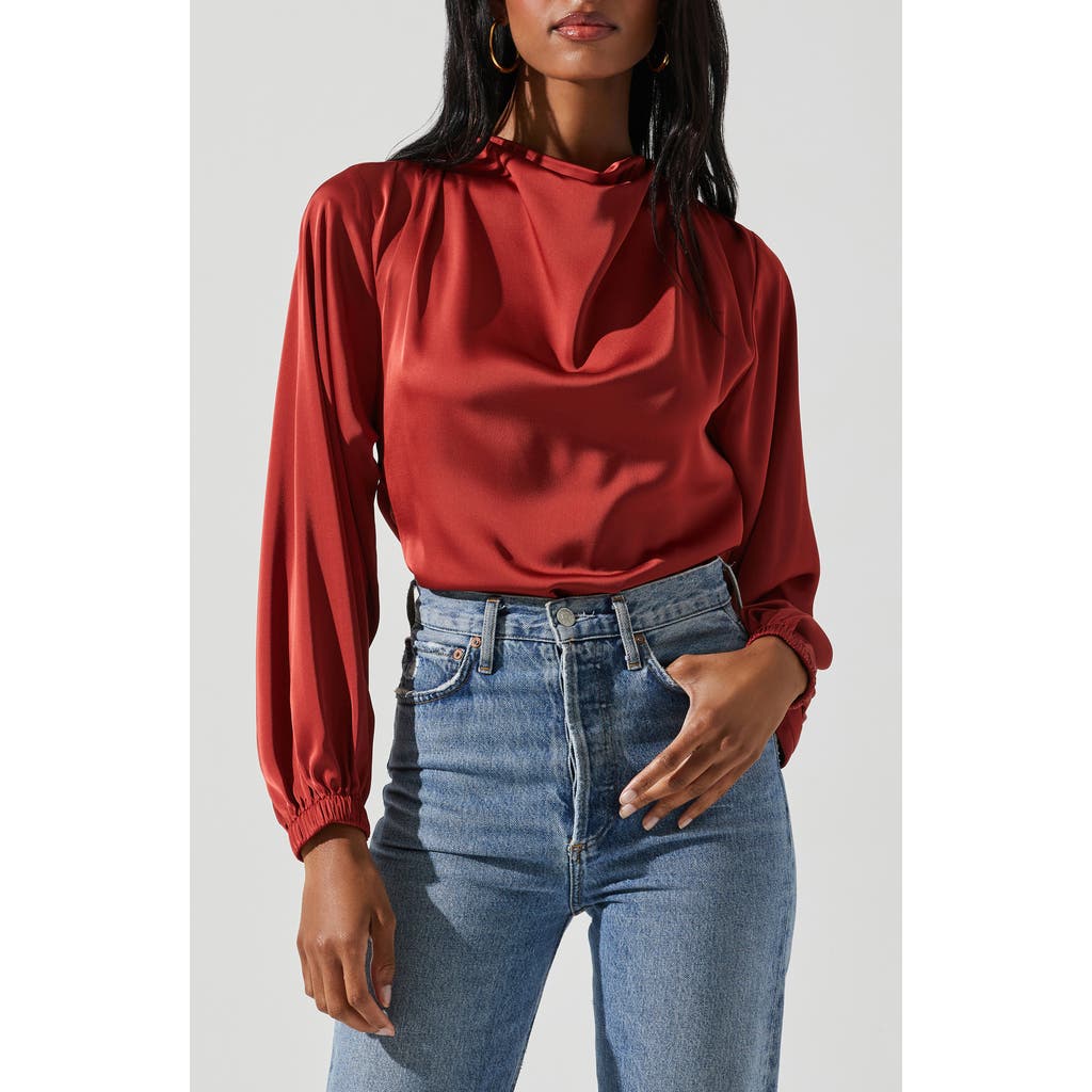 Astr The Label Veronica Open Back Matte Satin Top In Red