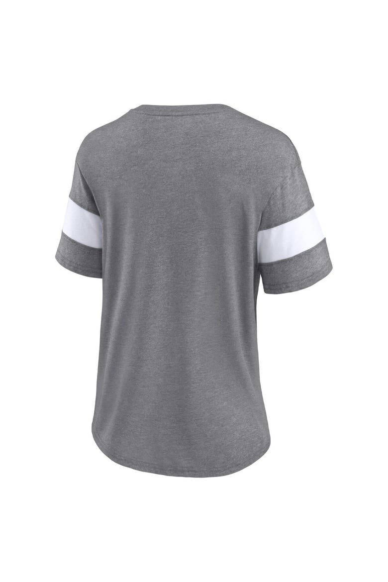 Women's Fanatics Branded Heathered Gray/White Cleveland Browns Distressed Team Tri-Blend V-Neck T-Shirt, Alternate, color, Heather Gray