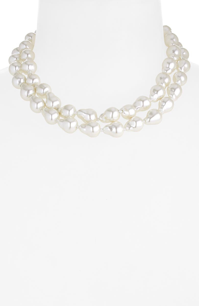 Lele Sadoughi Jackie Double Row Imitation Pearl Necklace, Alternate, color,