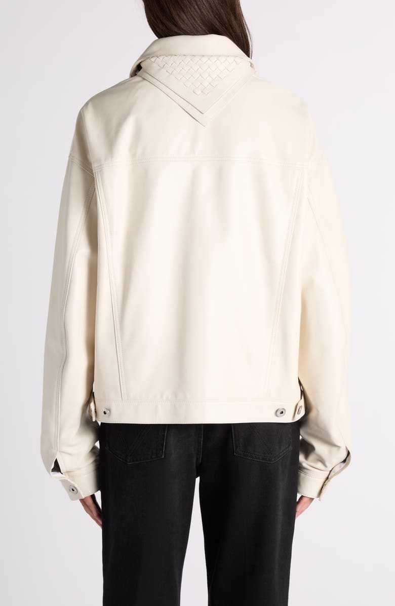 Bottega Veneta Intrecciato Detail Lambskin Leather Jacket, Alternate, color, 9107 Parchment