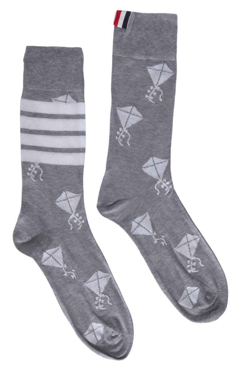 Thom Browne Bar Stripe Mid Calf Cotton Blend Socks, Main, color, 