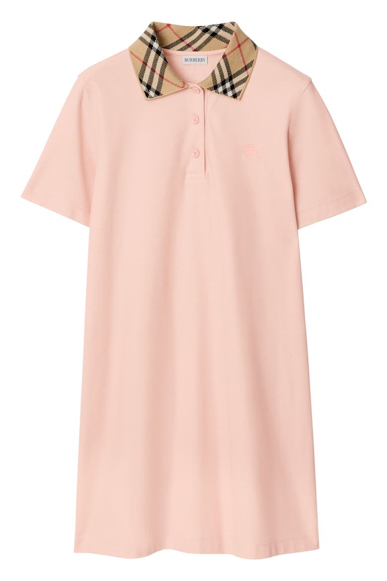 Iris Check Collar Cotton Piqué Polo Shirtdress, Alternate, color, POSY PINK