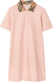 Burberry Iris Check Collar Cotton Piqué Polo Shirtdress