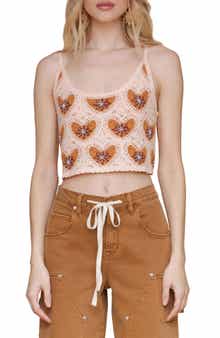 Avec Les Filles Heart Crochet Crop Tank