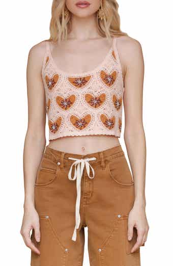 Avec Les Filles Heart Crochet Crop Tank