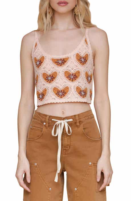 Avec Les Filles Heart Crochet Crop Tank