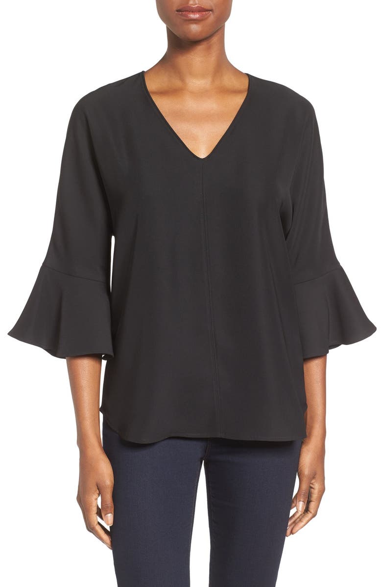 Pleione Bell Sleeve V-Neck Top, Main, color, 