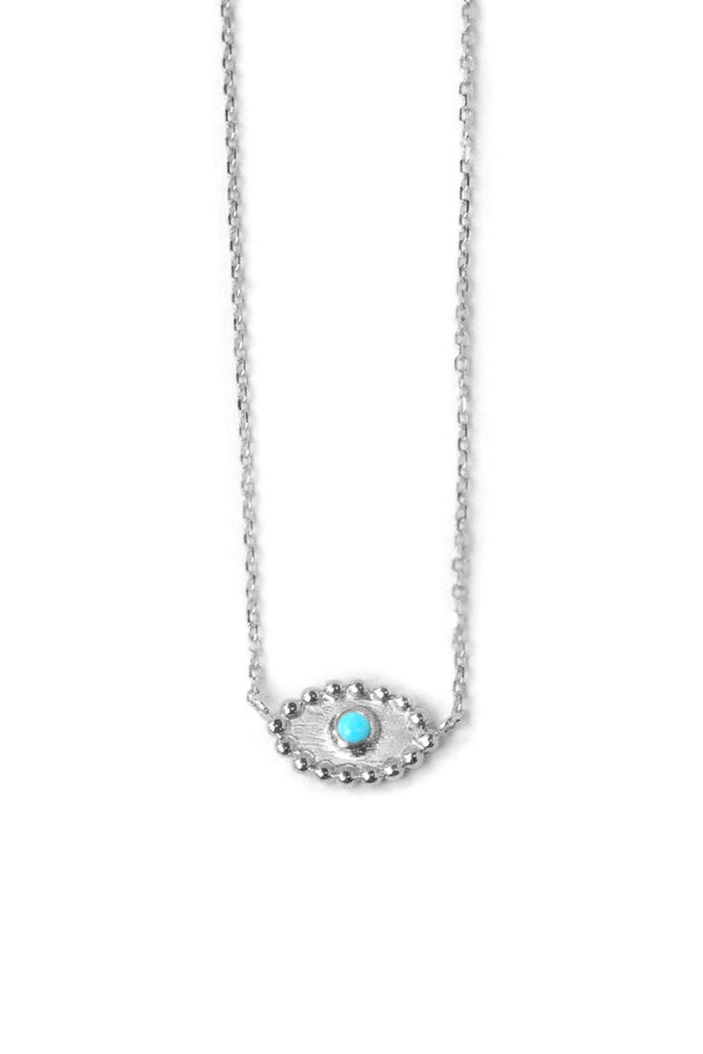 Dew Drop Evil Eye Turquoise Pendant, Main, color, SILVER