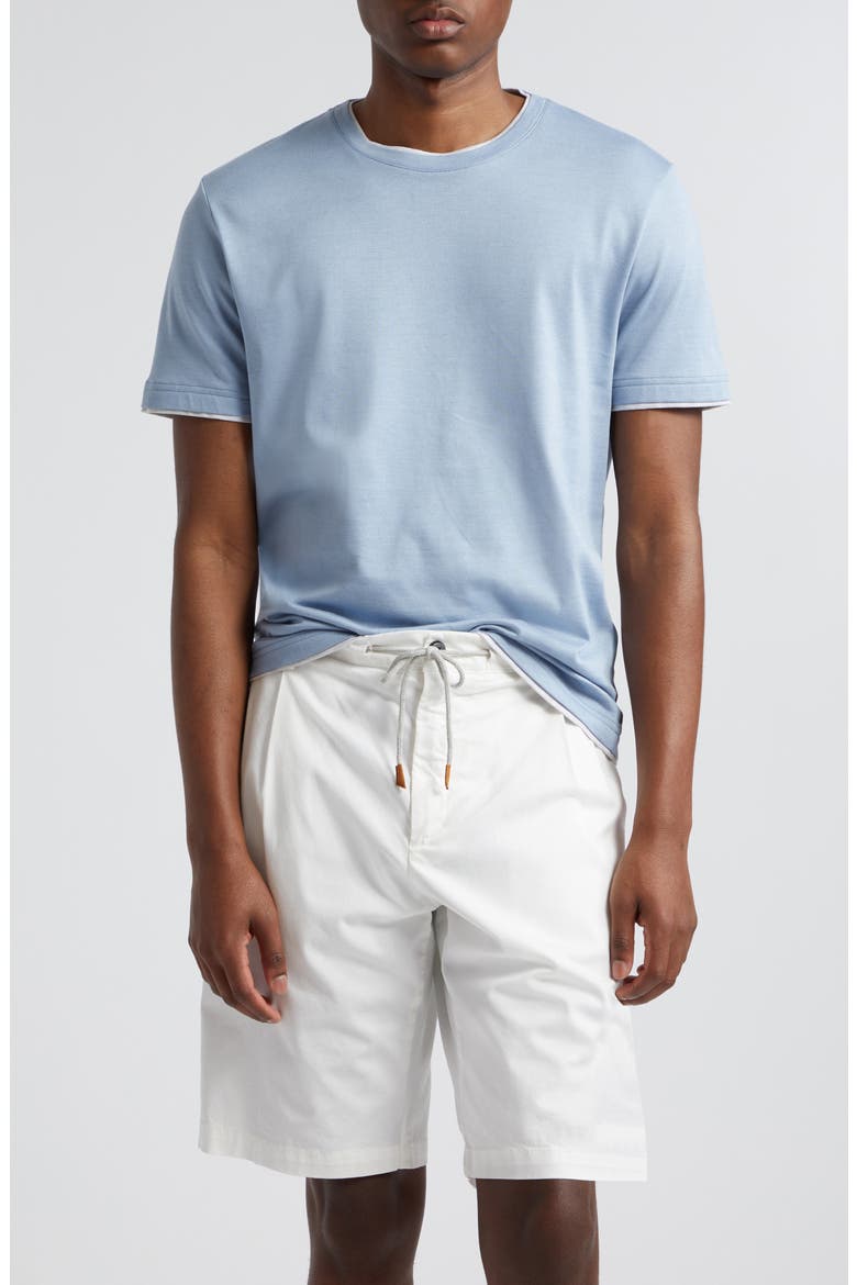 Cotton Crewneck T-Shirt, Main, color, BABY BLUE AND LIGHT GRAY