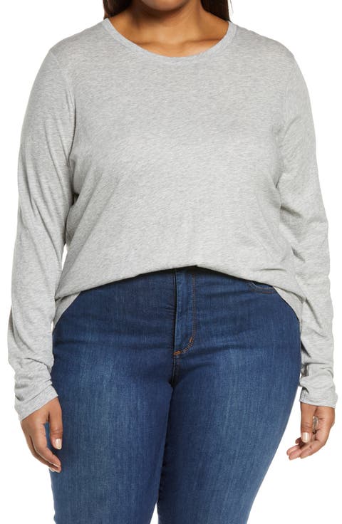 Essential Long Sleeve Pima Cotton Top (Plus Size)
