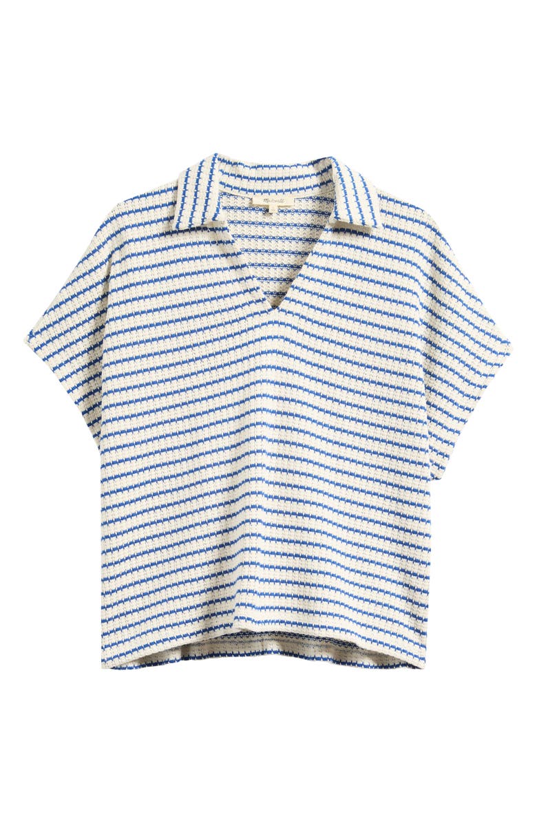 Madewell Textured Knit Johnny Collar Shirt, Main, color, Tuck Stitch Stripe