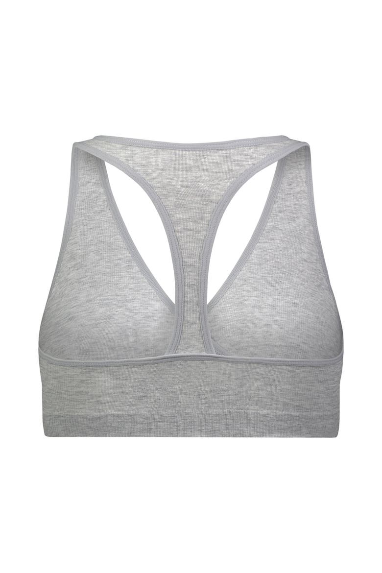 Cotton Stretch Rib Racerback Sports Bra, Alternate, color, Grey Heather