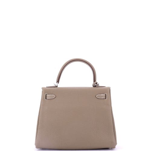 Pre-owned Hermes Hermes Kelly Handbag Grey Togo With Palladium Hardware 25 In Brown