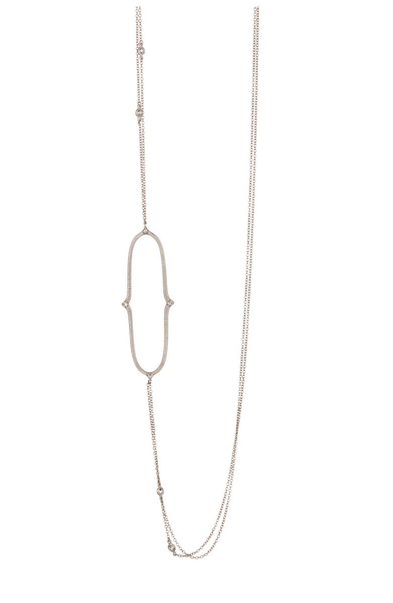 FREIDA ROTHMAN Sterling Silver CZ Oval Pointe Long Necklace, Alternate, color,