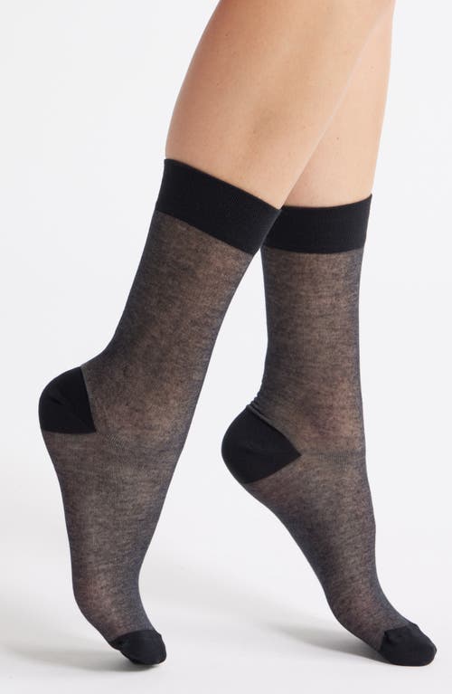 Nordstrom Sheer Crew Socks In Black