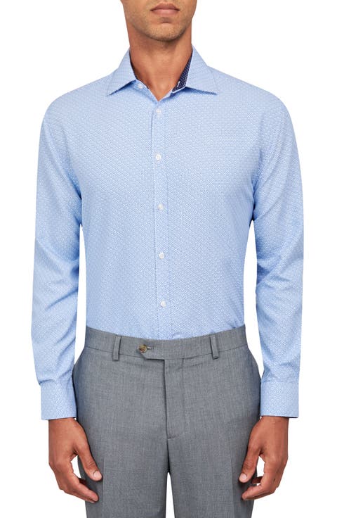 Slim Fit Diamond Geo Print Non-Iron Performance Dress Shirt