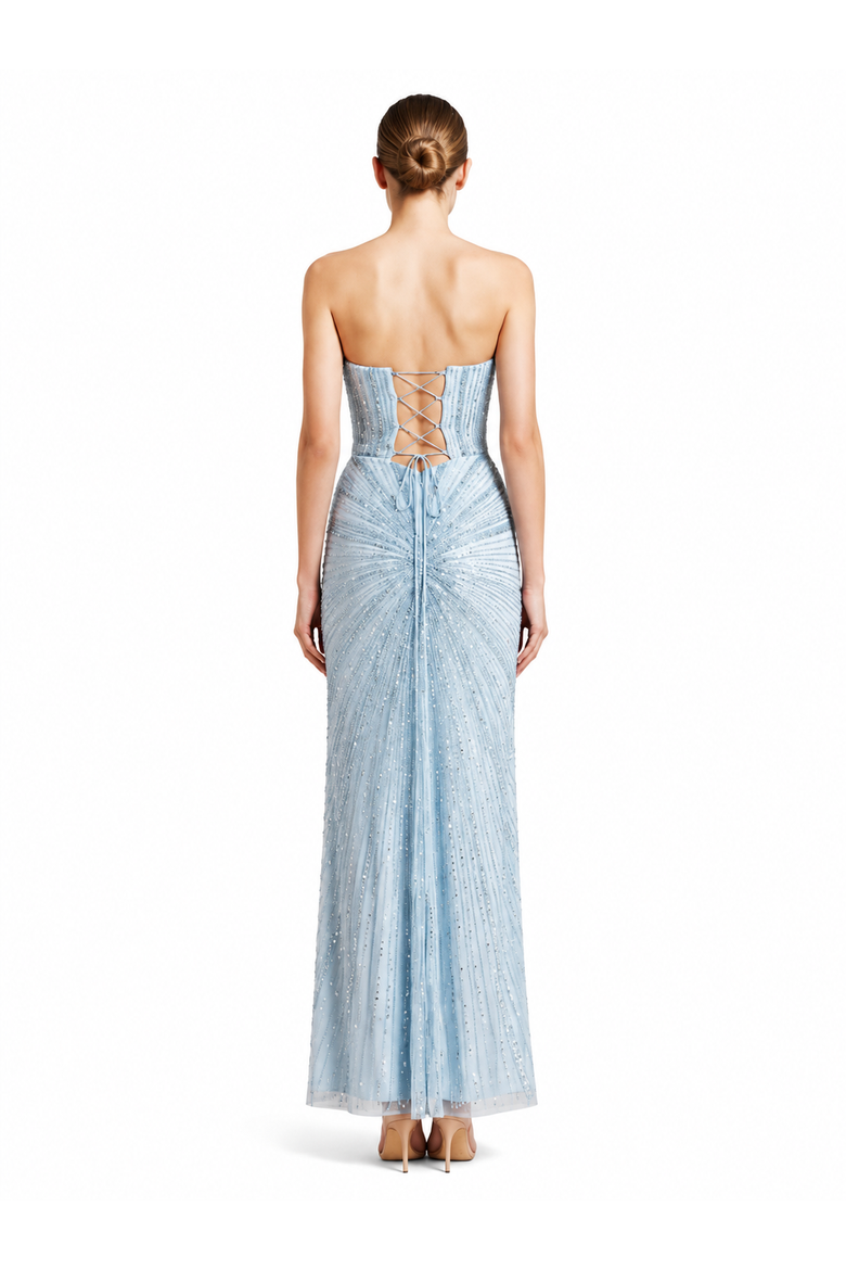 Strapless Beaded Gown, Alternate, color, SkyBlue