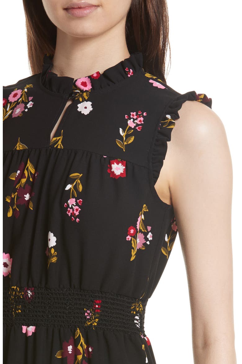 in bloom smocked waist dress, Alternate, color, BLACK