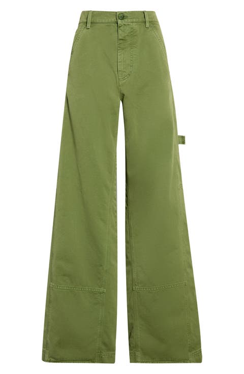Garment Dyed Cotton Wide Leg Pants